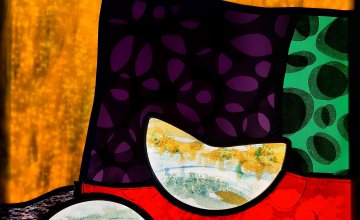 Liesbeth Boon Loophole, gefused en gebrandschilderd glas in lood op ledverlichting